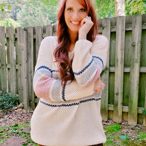 SOLD!! BiBi Large gauge stripe sweater NWT - Picture 6 of 9